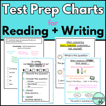Preview of 3rd Grade State Test Prep Posters for Reading and Writing (CCSS aligned)