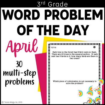 Preview of 3rd Grade Word Problem of the Day | Daily Story Problems | April