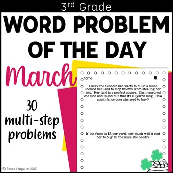 Preview of 3rd Grade Word Problem of the Day | Daily Story Problems March