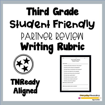 Preview of 3rd Grade Student Friendly Writing Rubric - Partner Check - TNReady Aligned