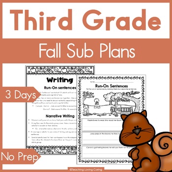 Preview of Third Grade Sub Plans for Fall