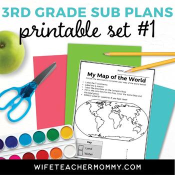 Preview of 3rd Grade Sub Plans Printable Set #1