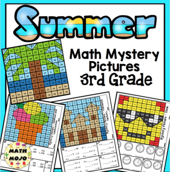 Preview of 3rd Grade Summer Math: 3rd Grade Math Mystery Pictures