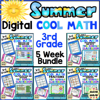 Preview of 3rd Grade Summer Math Digital 5 Week Bundle