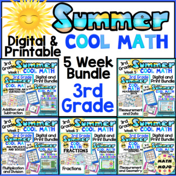 Preview of 3rd Grade Summer Math Digital and Printable 5 Week Mega Bundle