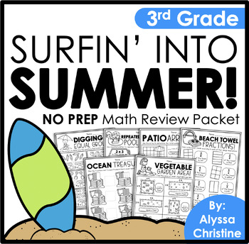 Preview of 3rd Grade Summer Math Review Packet | Summer Practice Pages