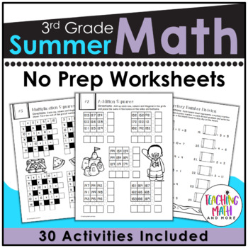 Preview of 3rd Grade Summer Packet | Summer Math Worksheets Grade 3