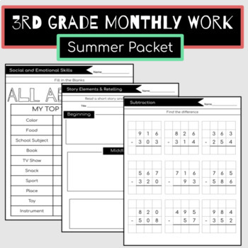 Preview of 3rd Grade Summer Packet: All Subjects {Morning Work, Extra Practice, Homework}
