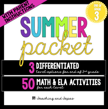Preview of 3rd Grade Summer Packet (Differentiated)