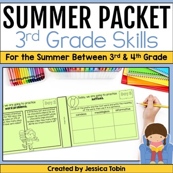 Preview of 3rd Grade Summer Review - Fun Summer Packet Worksheets and Reading Challenge