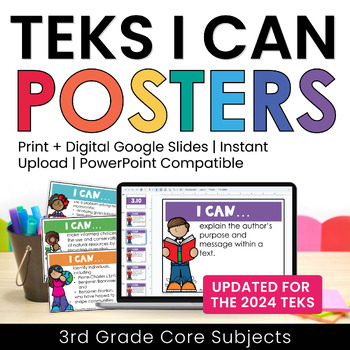 3rd Grade TEKS I Can Statements Bundle - Digital Slides + Printable Posters