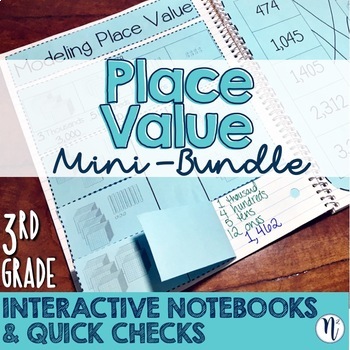 Preview of 3rd Grade TEKS Place Value Interactive Notebook & Quick Check Mini-Bundle