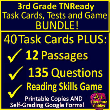 Preview of 3rd Grade TCAP TNReady ELA Reading Bundle - Task Cards, Tests, Game TN Ready
