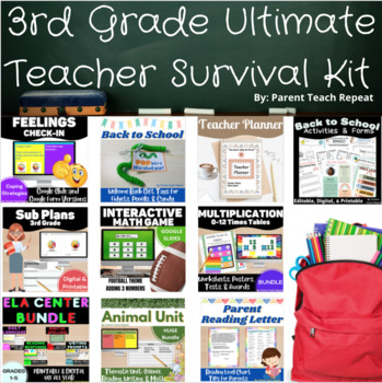 Preview of Back to School Bundle | Third Grade Teacher Survival Kit