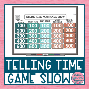 Preview of 3rd Grade Telling Time to the Nearest Minute Elapsed Time Math Review Game Show