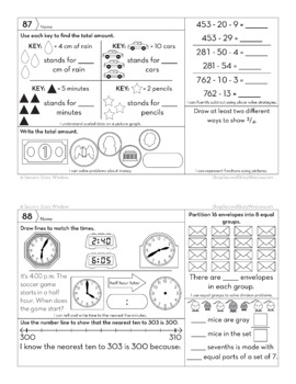 3rd Grade Term 2 Math Homework Spiral Review Printable and Digital