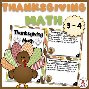 Preview of 3rd Grade Thanksgiving Math Multiplication Word Problems Task Cards