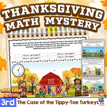 Preview of 3rd Grade Thanksgiving Math Mystery - Math Word Problems 