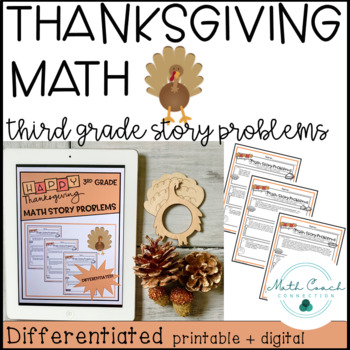 Preview of 3rd Grade Thanksgiving Math Story Problems | Third Grade Math Word Problems