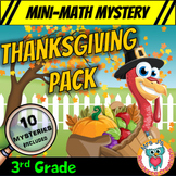 3rd Grade Thanksgiving Mini Math Mysteries - Printable and