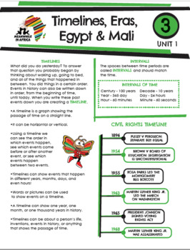 Preview of 3rd Grade Timelines, Eras, Egypt, & Mali