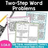 3rd Grade Two-Step Word Problems 3.OA.8 Task Cards Assessm
