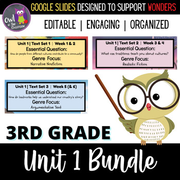 Preview of 3rd Grade - Unit 1 BUNDLE - Google Slides© Aligned w/ Wonders 2023