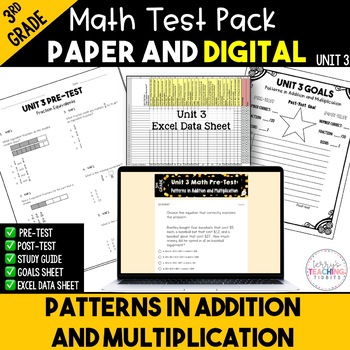 Preview of Patterns in Addition and Multiplication Digital and Printable Math Test Bundle