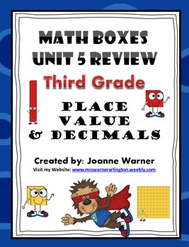 Preview of 3rd Grade Unit 5 Everyday Math Review ~ Place Value & Decimals