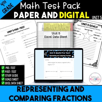 Preview of Representing & Comparing Fractions Digital and Printable Math Test Bundle {3rd}