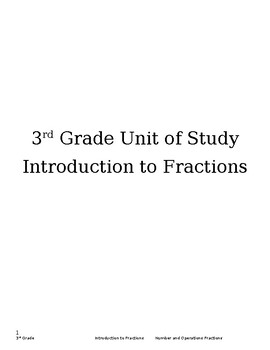 Preview of 3rd Grade Unit of Study: Introduction to Fractions(editable & fillable resource)