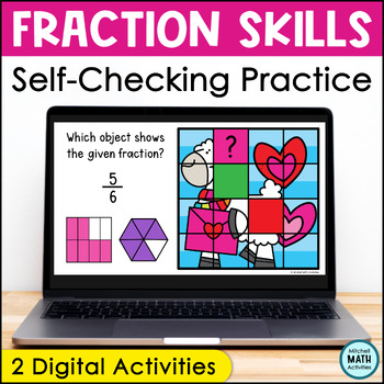 Preview of 3rd Grade Valentine's Day Fraction Activities - Digital Math Practice