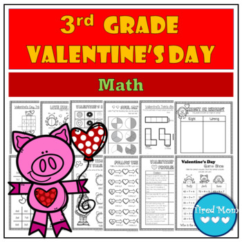 Preview of 3rd Grade Valentine's Day Math Worksheets and Activities