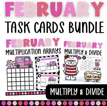 Preview of 3rd Grade Valentine’s Day Multiplication Math Task Cards