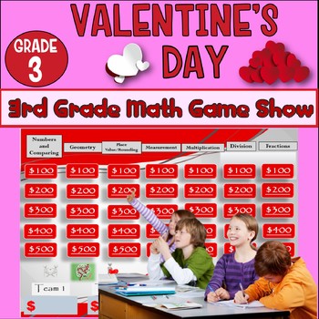 Preview of 3rd Grade Valentines Math Game Show