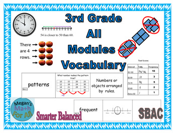 Preview of 3rd Grade Vocabulary All Modules Bundle - SBAC - Editable
