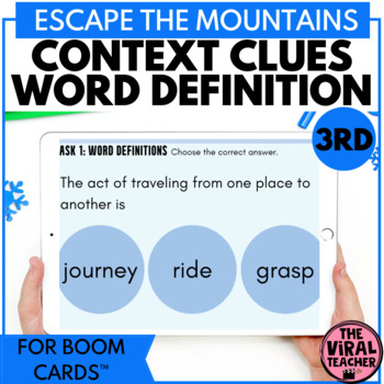 Preview of Context Clues and Homophones 3rd Grade Winter Escape Room Activity Boom Cards™