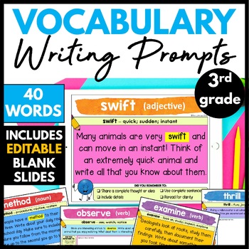 Preview of 3rd Grade Vocabulary Writing Prompts, Creative Writing Activities for Third