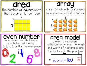 3rd Grade Vocabulary Word Wall Cards Set 3: Multiplication and Division
