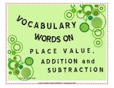 3rd Gr. Math Vocabulary Words on Place Value, Addition and