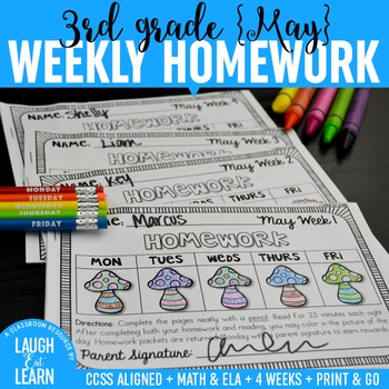 Preview of Third Grade Math & ELA Homework: May
