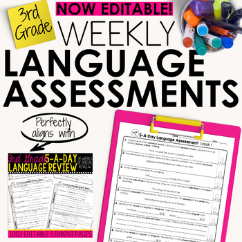 Preview of 3rd Grade Weekly Language Assessments Grammar Quizzes