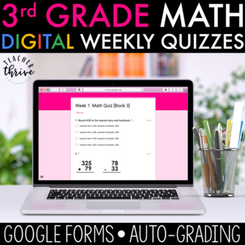 Preview of 3rd Grade Weekly Math Assessments [DIGITAL]