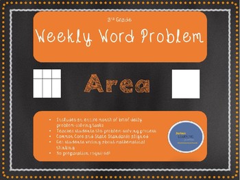 Preview of 3rd Grade Weekly Word Problem Set on Area