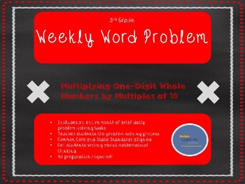 Preview of 3rd Grade Weekly Word Problem Set on One-Digit by Multiple of 10 Multiplication