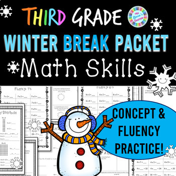 Preview of 3rd Grade Winter Break Math Packet | Christmas Break | Holiday Break | Snow Day