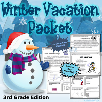 Preview of 3rd Grade Winter Break Vacation Packet {CCSS Aligned}