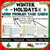3rd Grade Winter Holidays Task Cards 1-Step & 2-Step Math 