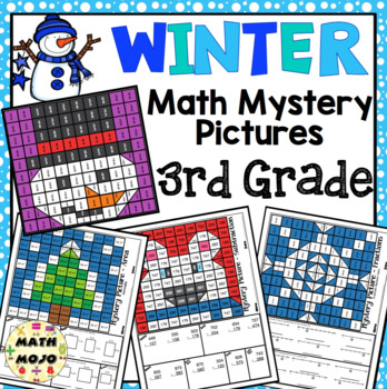 Preview of 3rd Grade Winter Math: 3rd Grade Math Mystery Pictures