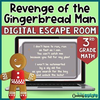 Preview of 3rd Grade Winter Math Gingerbread Digital Escape Room Christmas Time Activity